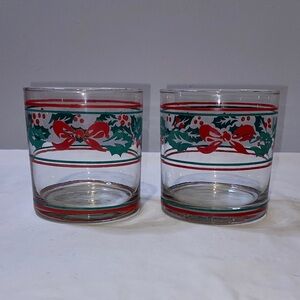 Two vintage Christmas lowballs